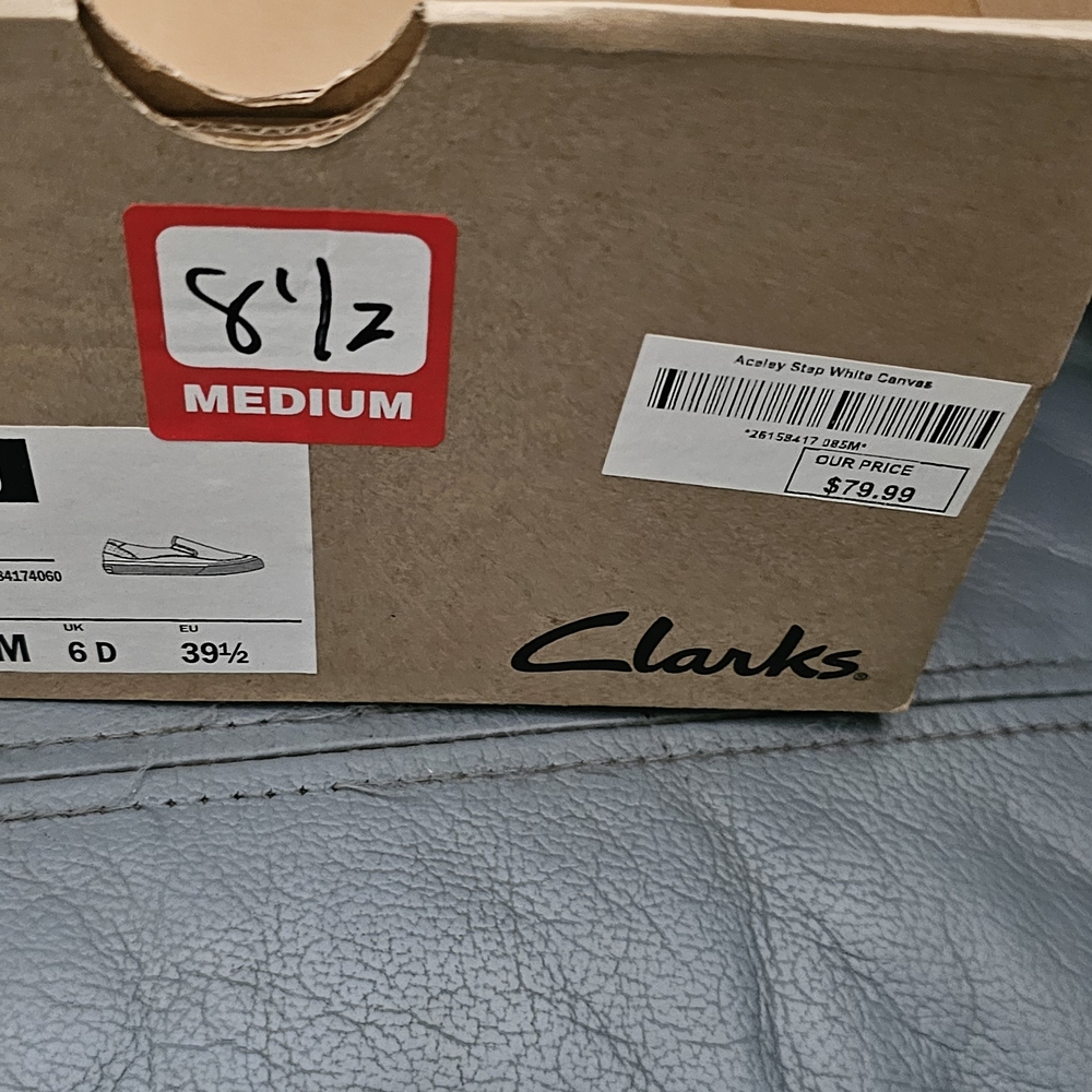 Clarks White Canvas Women's Loafers